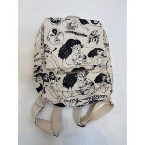 Artsy Cream Black Oaxacan Backpack Woven Canvas OS EUC Unbranded Handmade Mexico